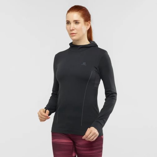 Black Salomon Essential Seamless Women's Sweatshirt | PH 98703M